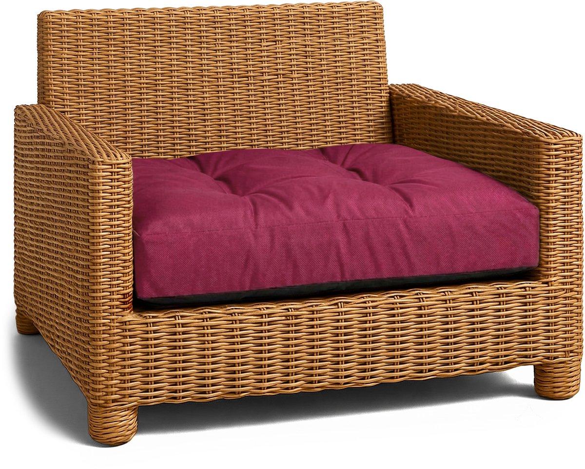 Kussen Lounge Tuinmeubelen - Zitkussen 60x60 cm Rug Rattan Ideaal voor balkon terras loungeset buiten comfort vulling dik duurzaam Bordeaux