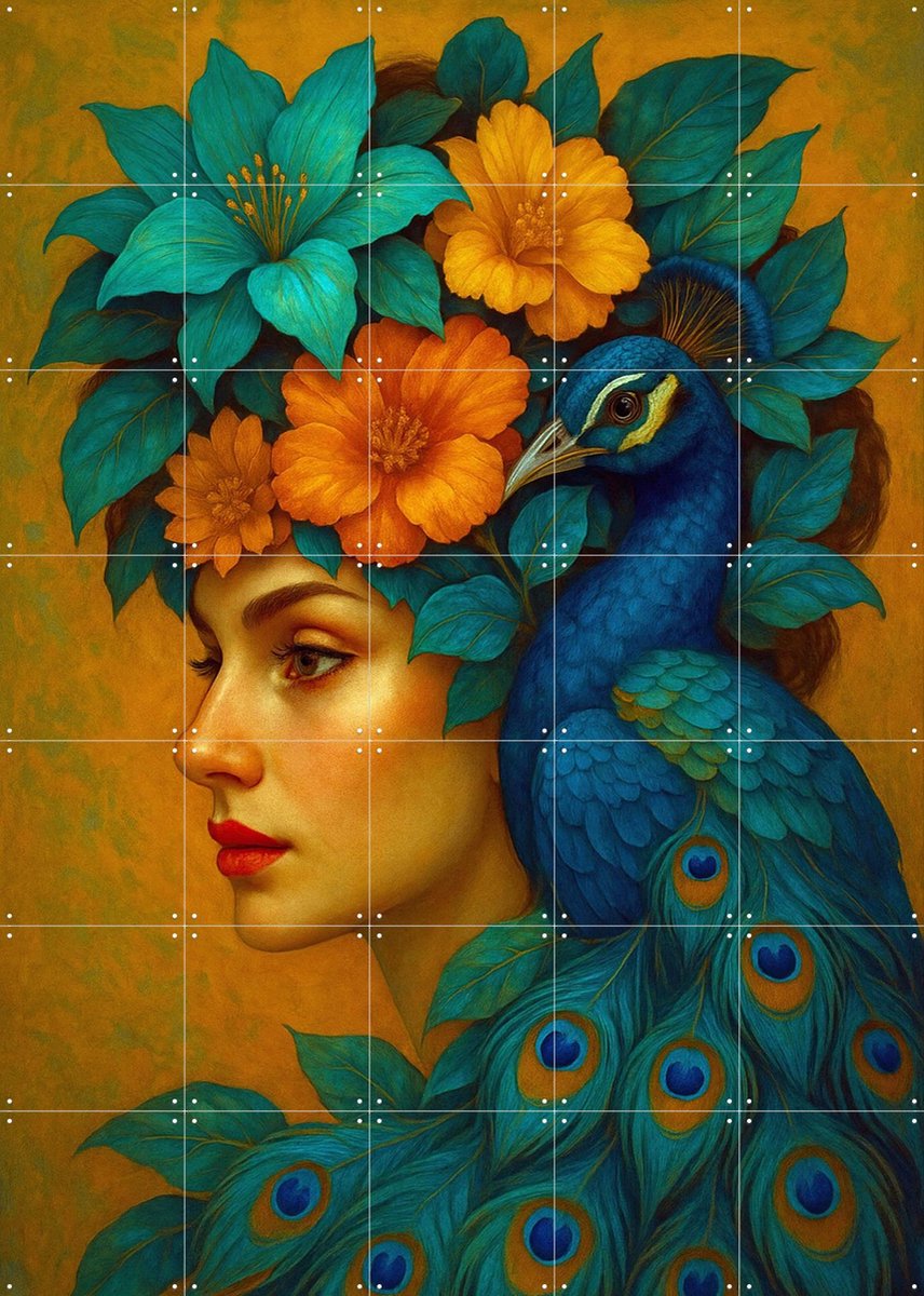 IXXI Peacock Chic, don’t Try This At Home, Moonheart Artworks - 100 x 140 cm - Gratis ophangtool - Grote wanddecoratie en posters - Kleurrijk, Art