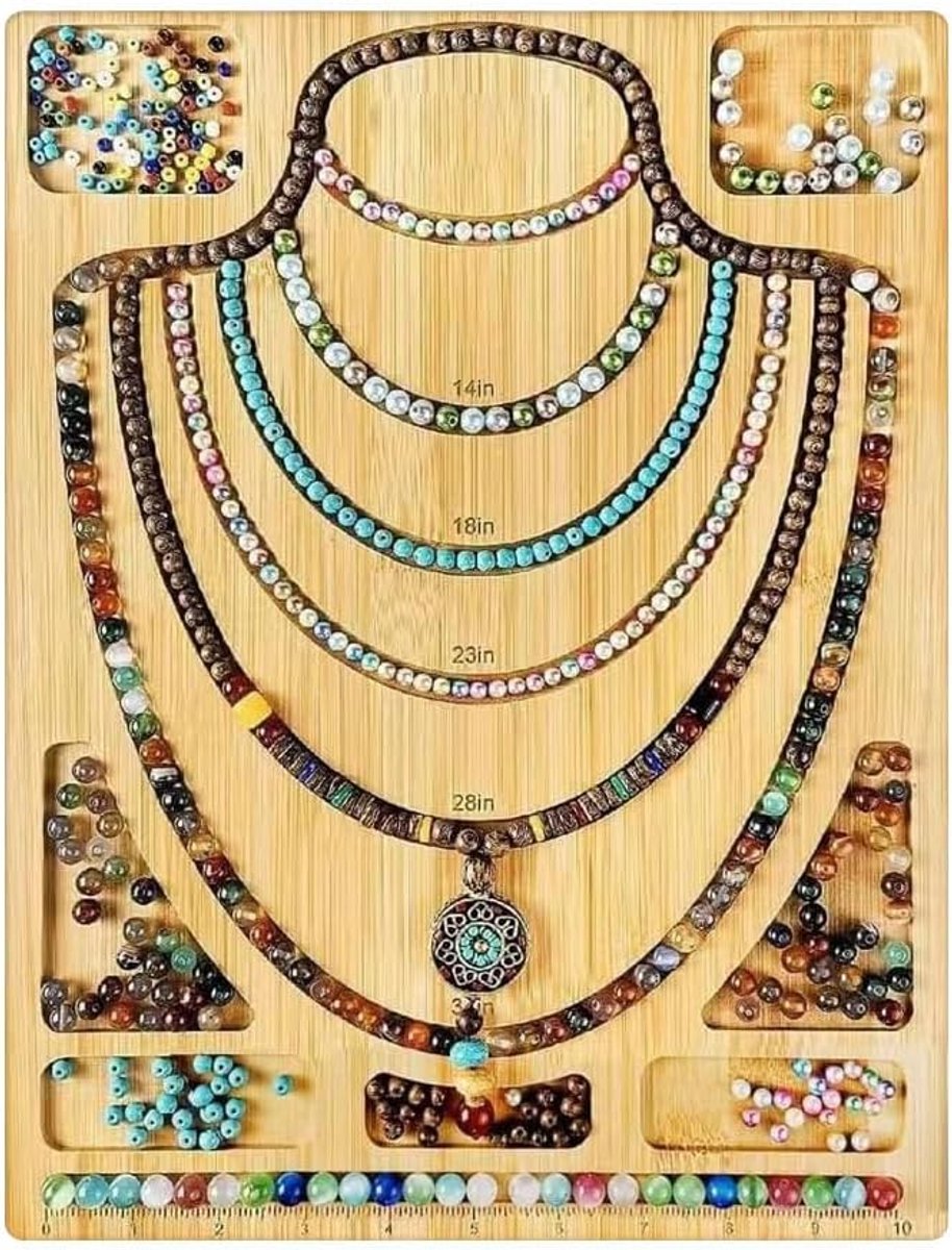 SnelShoppen - Kralenplanken Houten Kralenbak voor Armbanden en Kettingen, DIY Sieradenontwerp met Kralenbakmat en Kettingmat voor Kinderen en Creatiev