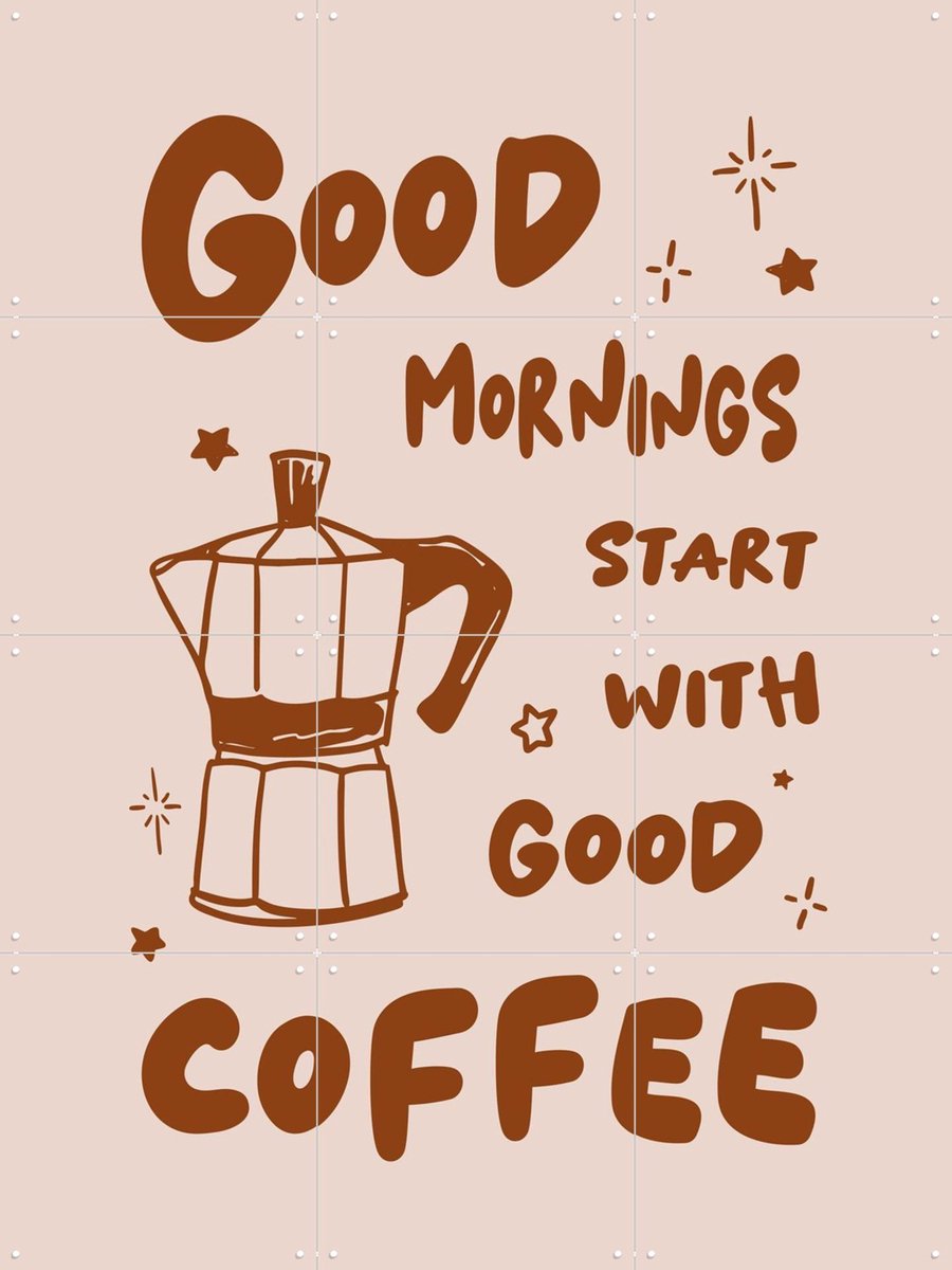 IXXI Morning Coffee, Palmartprints - 60 x 80 cm - Gratis ophangtool - Grote wanddecoratie en posters - Grafisch Ontwerp, Typografie, Keuken, Gang