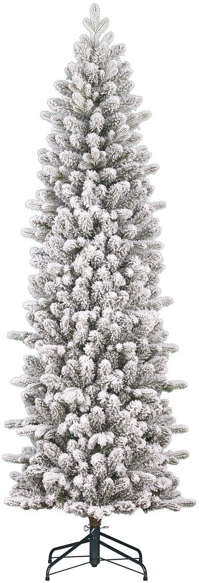 Black Box Trees Harma Pilar Kerstboom - Kerstversiering voor Binnen - Kunstboom met Volle Uitstraling - Smalle Boom met Sneeuweffect - Groen Frosted - H215 x Ø66 cm