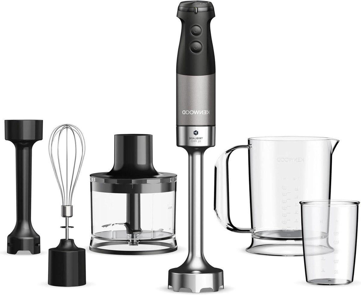 Handmixer Set - Keukenmachine Staafmixer - Maaltijden Bereiden - Krachtige 1200W Motor - 500 ml - Zwart Grijs