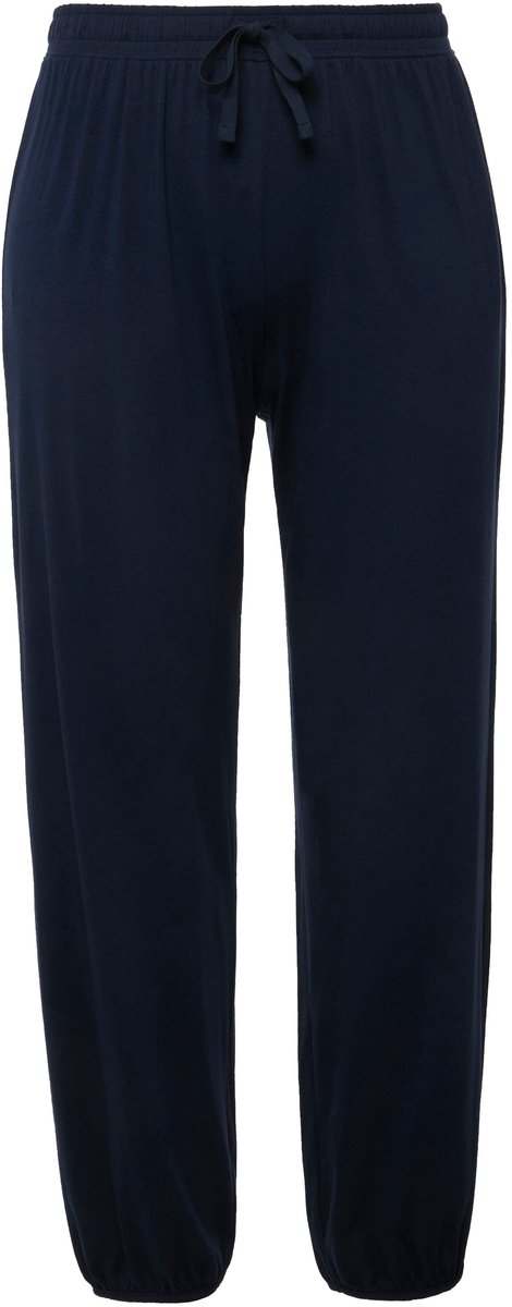 Ulla Popken - Dames - Pyjamabroek modalmix rechte pijpen elastische tailleband - Nachtblauw - Maat 54+