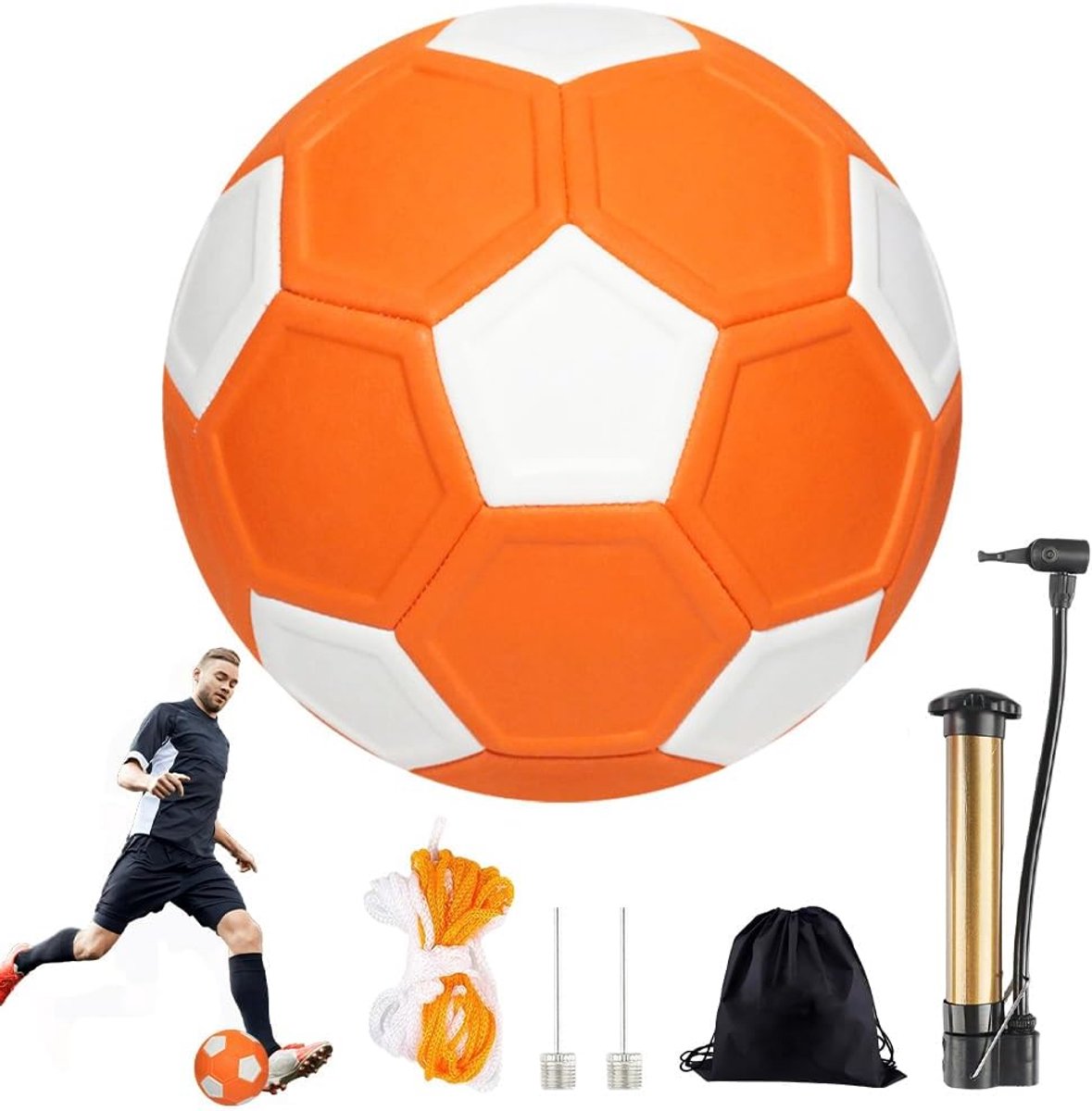Curve Ball, 20 cm voetbalcurvebal voor kinderen, curvebal voetbal maat 5, curvebal met pomp, net en naalden voor tieners en volwassenen, voetbaltraining binnen en buiten