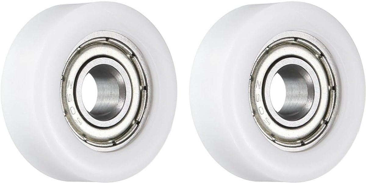 2 stuks Rol-Idler-lagerrol 5x19x7mm, transportwiel vlakke rol met 605ZZ-lager voor meubelhardware-accessoires (wit)