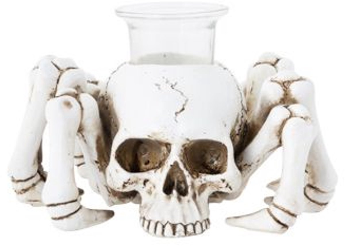 Cosy @ Home Theelichthouder Skull Creme 18x14xh8,5cm