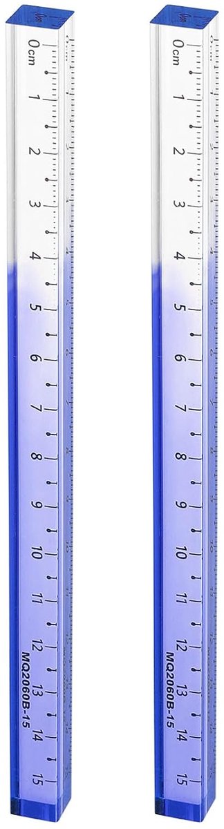 2 Transparante Rechte Regels Acryl 15 Cm Metrisch Transparant Verloop Driedimensionaal Plastic Vierkante Meetgereedschap Voor Klaslokaal Kantoor Blauw