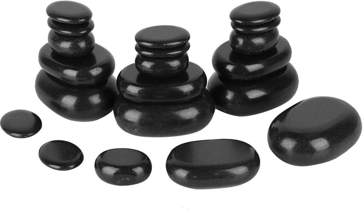 Massagestenen (20 stuks) in verwarmingsdoos, Hot Rocks Relaxing Stones Lavastenen voor het masseren van gezicht, rug, benen en het hele lichaam, voor spa, wellness en ontspanning