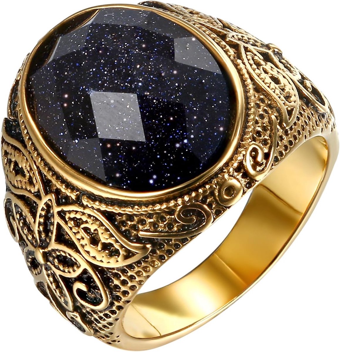 Ring heren roestvrij staal vintage biker mannen bruine stenen roestvrij stalen ring herenring punk rock