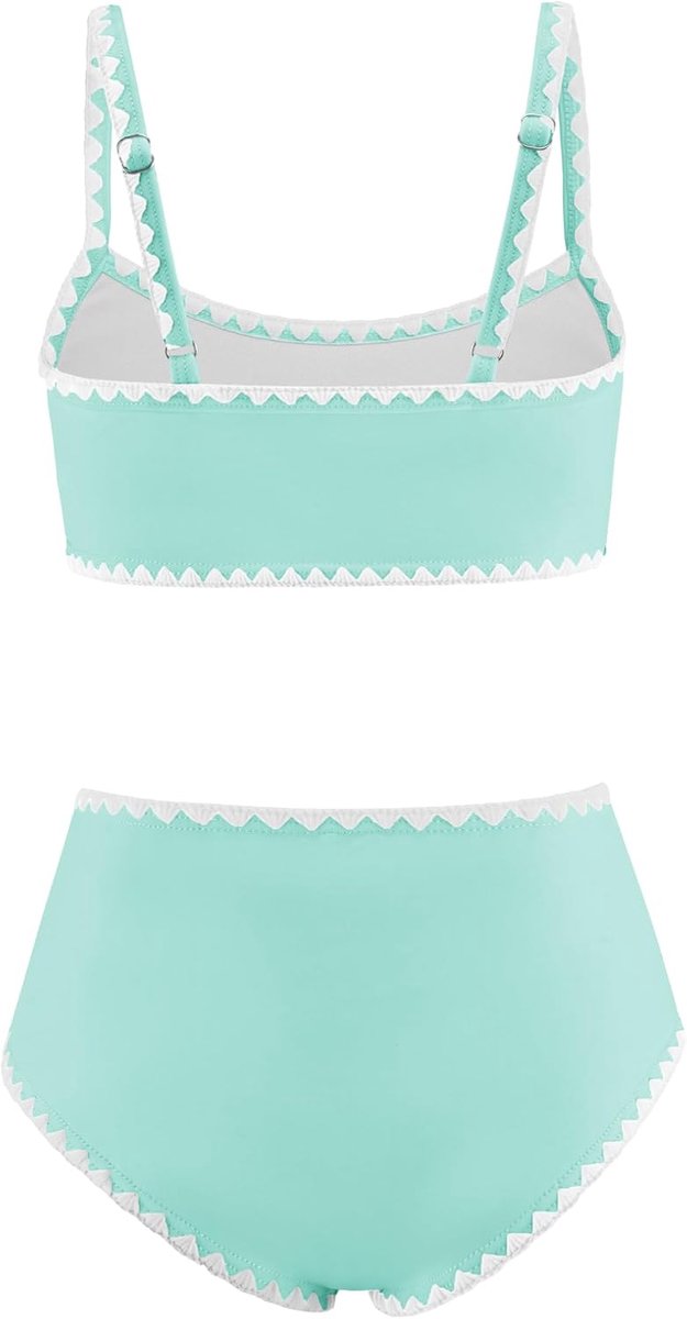 Meisjesbikiniset, 3-delig, sportbikini, bovenstuk, hoge taille, bikinibroek met cover-up badkleding, sneldrogend, elastische badmode voor strand, zwembad, 6-13 jaar