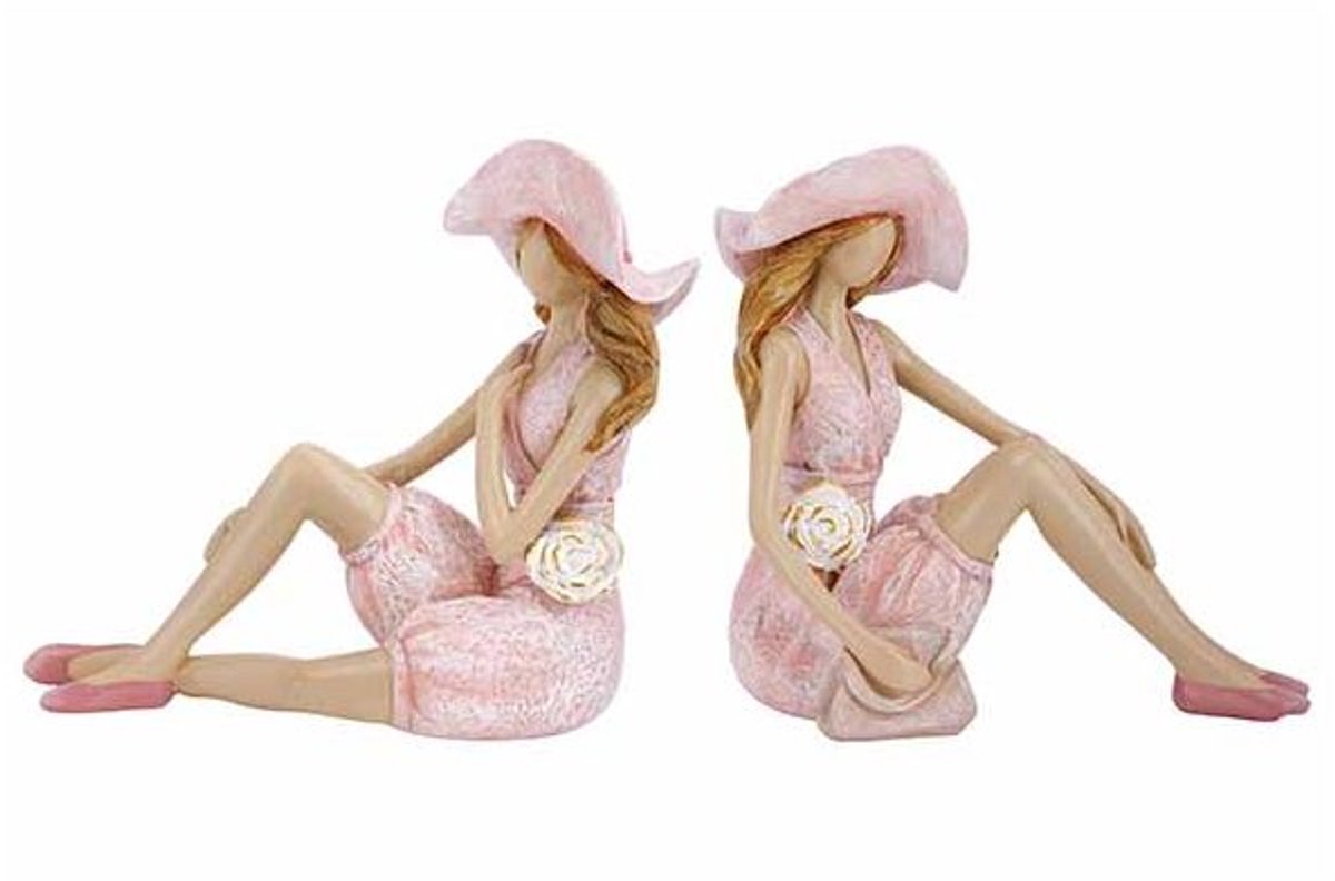 Dame Summer Dress 2ass Roze 15x8xh14cm Polyresin