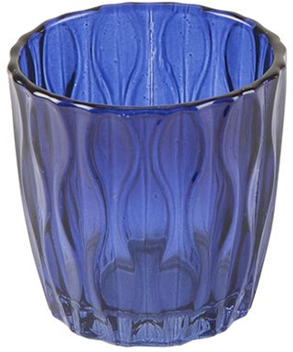 Cosy @ Home Theelichthouder Wave Blauw 7,3x7,3xh7,3c