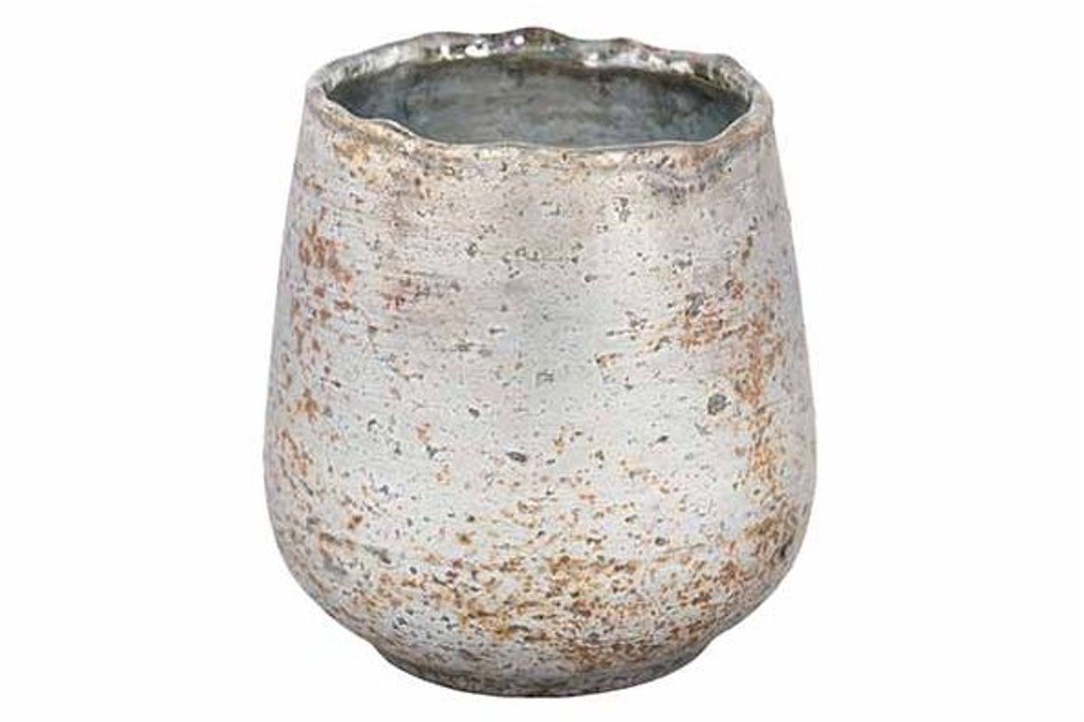 Theelichthouder Antique Matt Grijs 8x8xh 8cm Glas