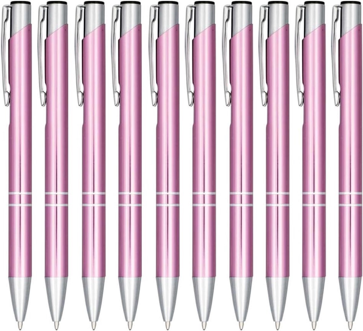 Balpennen van geanodiseerd aluminium in vele verschillende kleuren met klikmechanisme (magenta)