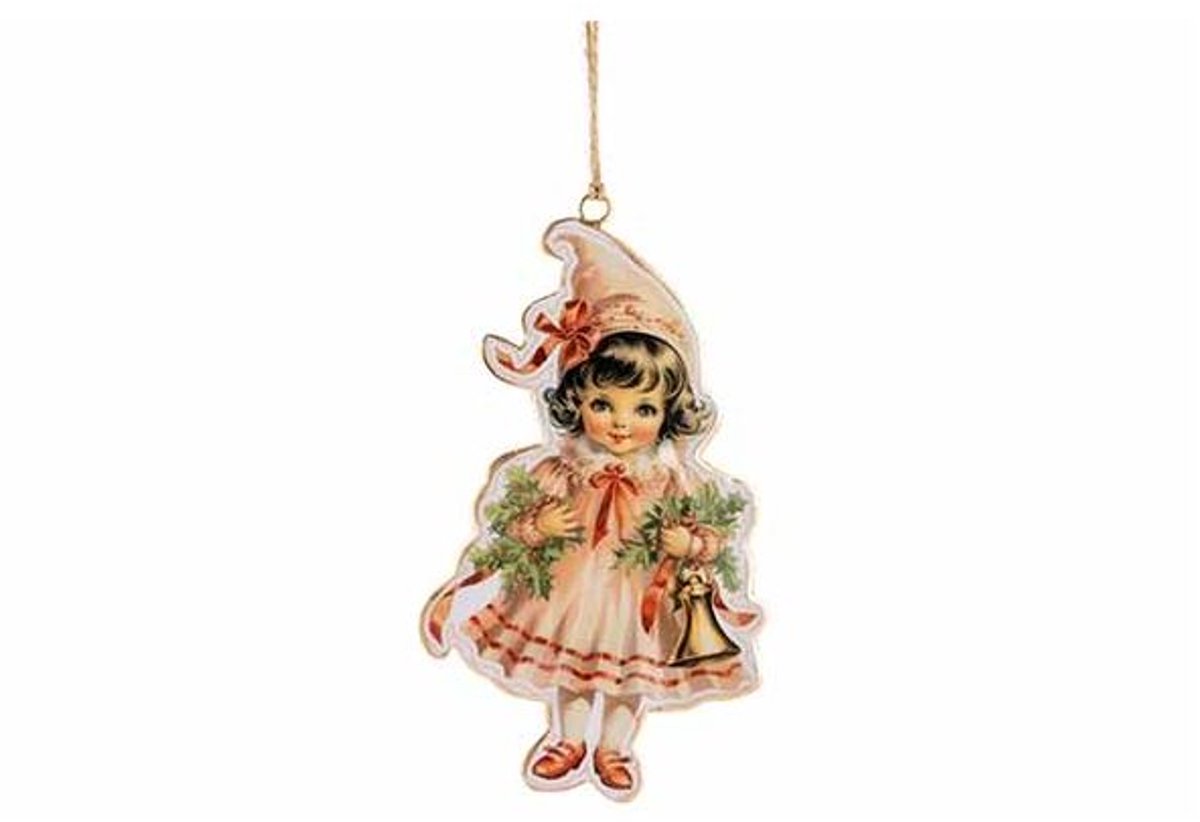 Hanger Vintage Child Roze 9x1xh16cm Ijze R