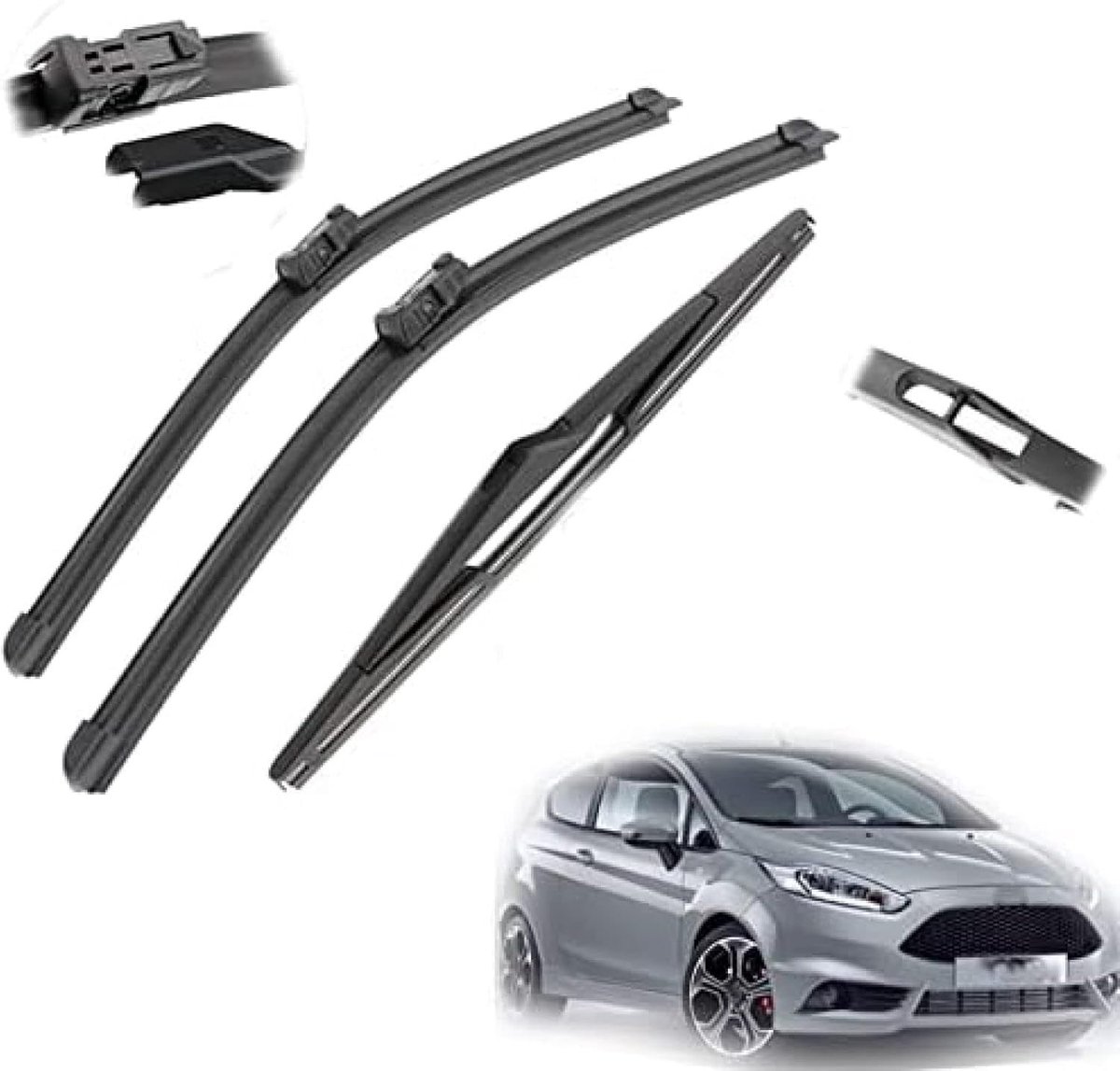 Ruitenwissers Voor Ford Voor Fiesta MK6 2008 2009 2010 2011 2012 2013 2014 2015 2016 Auto Voor Achter Ruitenwisserbladen Borstels Cutter Accessoires 26 "+ 15" + 12"