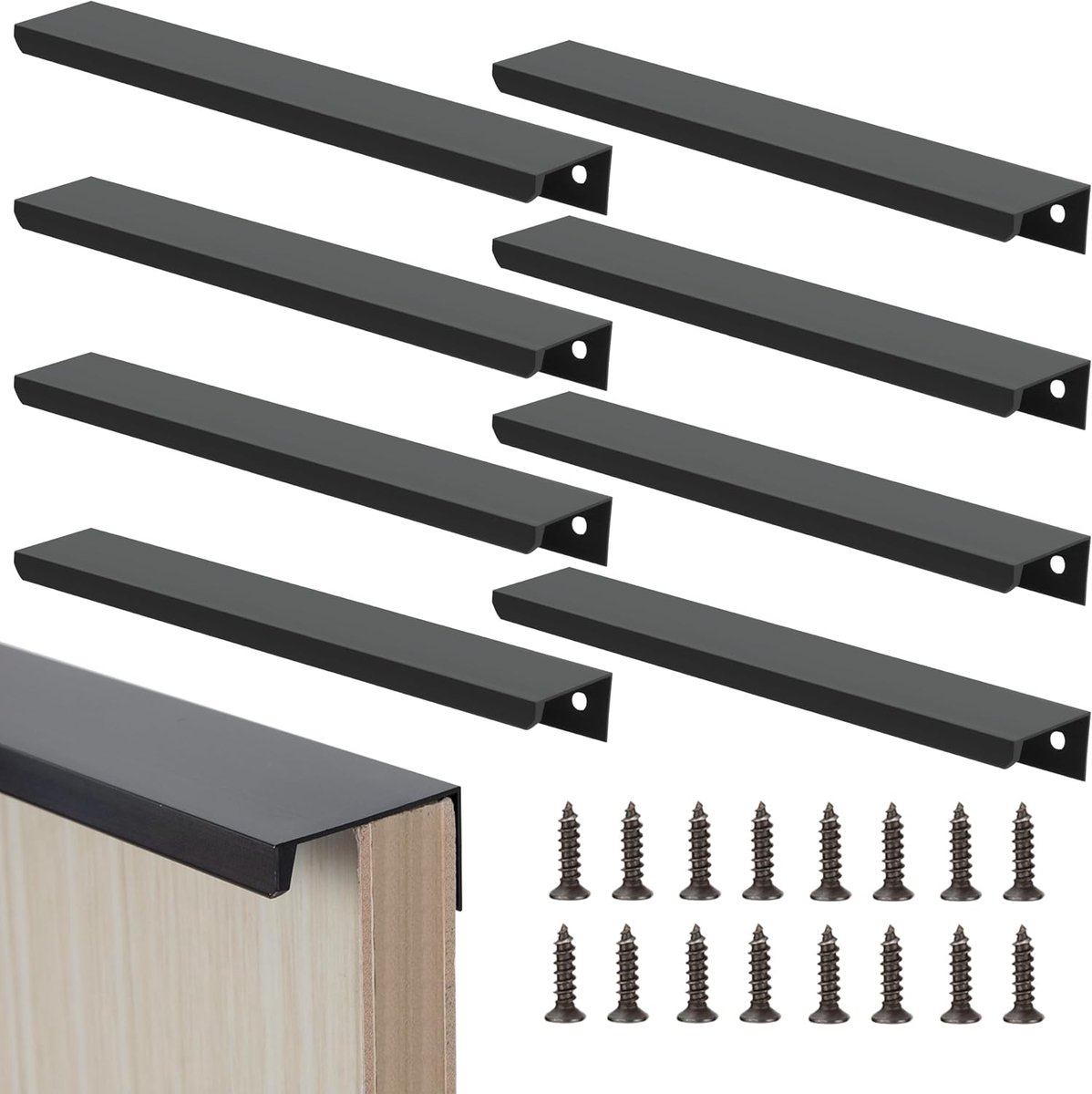 meubelgrepen, 250 mm, verborgen kastgrepen, keukengrepen met schroeven, voor kledingkast, deur, laden, 8 stuks