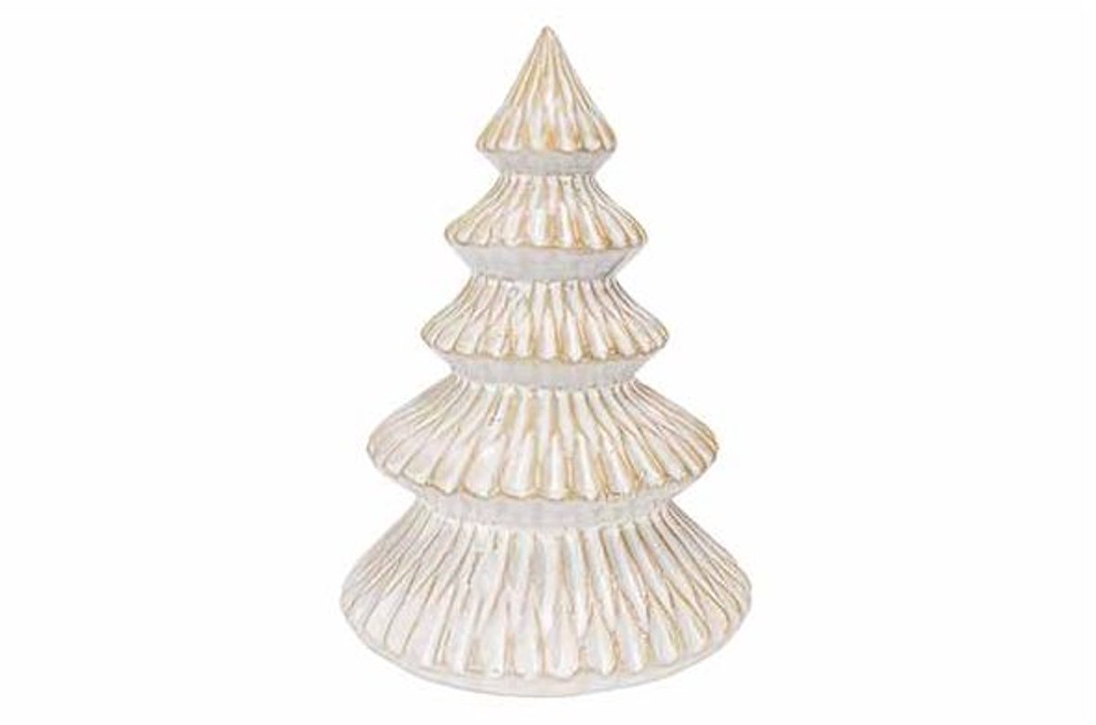 Kerstboom Glazed Tc Foot Beige 12,7x12,7 Xh18cm Rond Keramiek