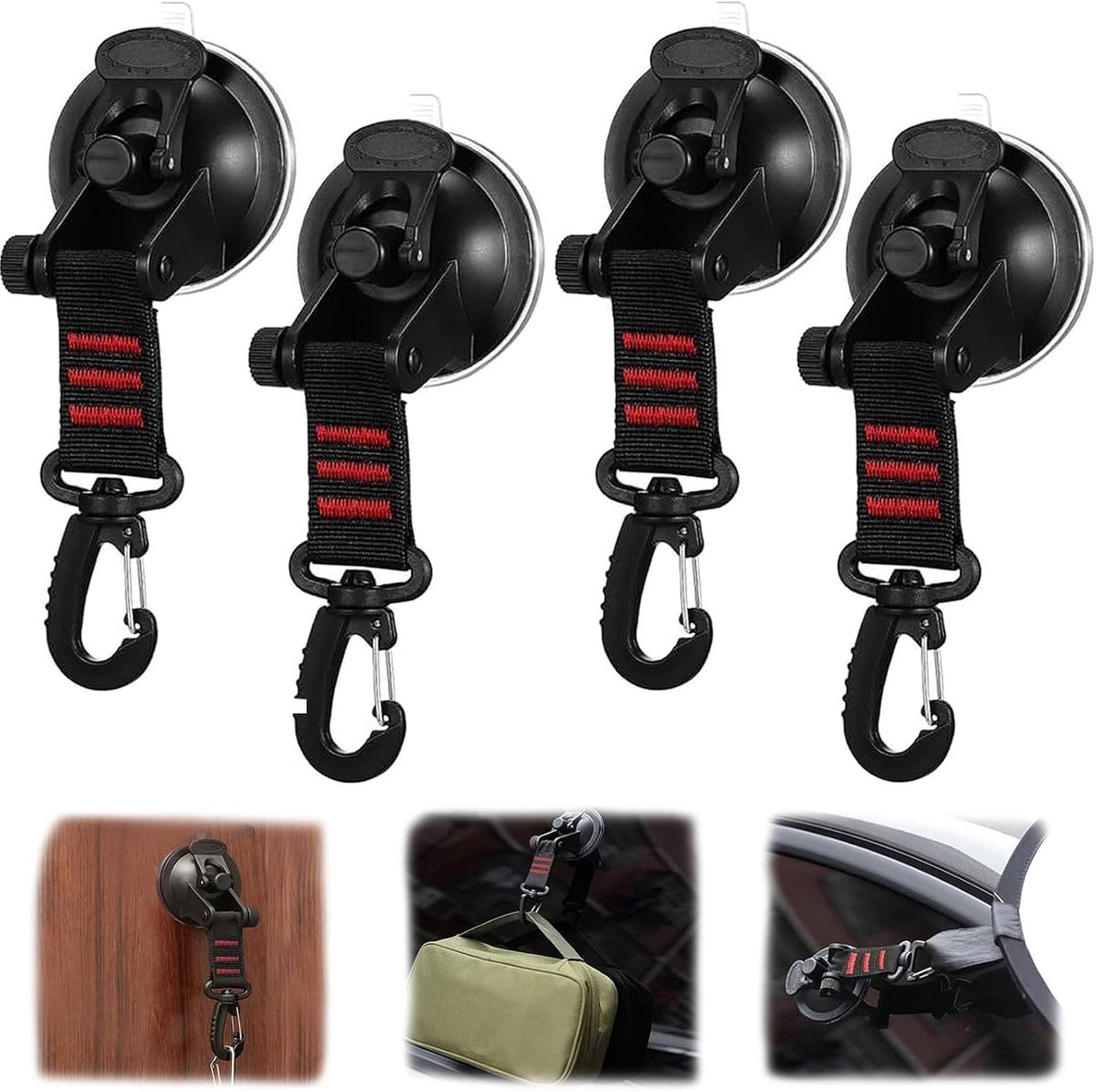 Zuignap, campingset, 4 stuks zuignapbevestigingshaken, zuignappen, anker, zuighaken, voor auto, zijdelings luifels, tenten, camping, zeilen, accessoires