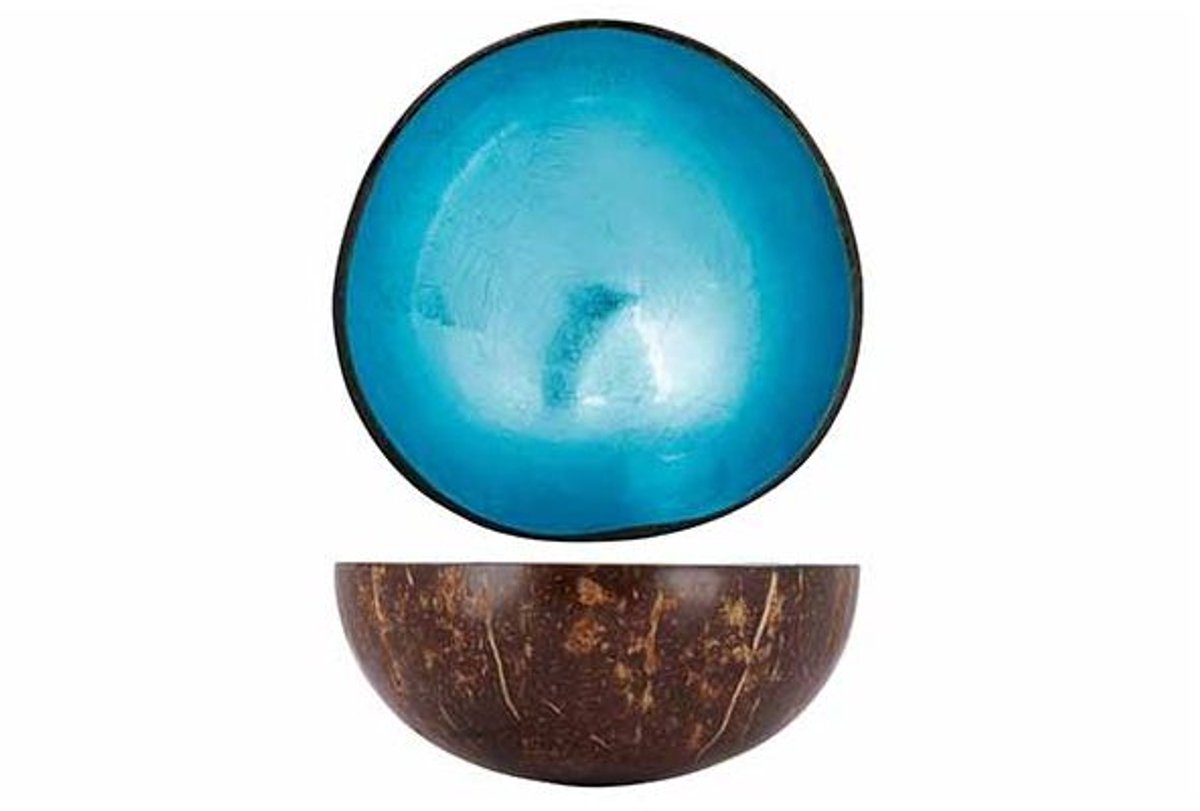 Cocosbowl Metallic Turquoise Leaf D14cm