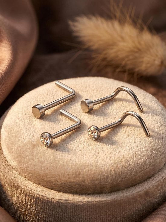 18G/20G Neus Ringen Hoepel Neus Piercing L-vormige Neus Studs Schroef Hoge Neusgat Piercing Sieraden CZ C-vormige Septum Ring Set — afbeelding 3