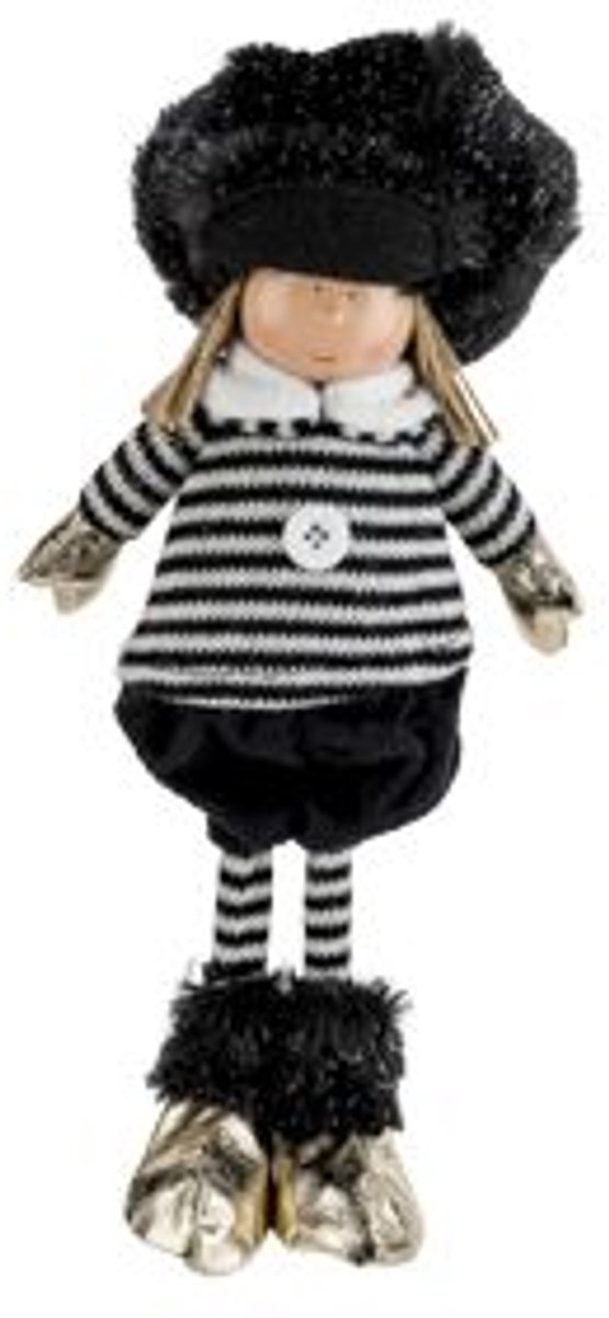 Cosy @ Home Winterkind Remi Zwart 17x10xh33cm Textie