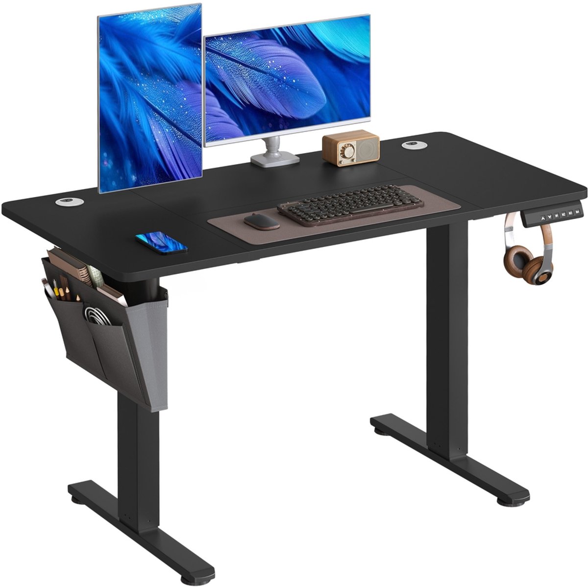 In hoogte verstelbaar elektrisch bureau – 120 – 1 x 60 – Zwart