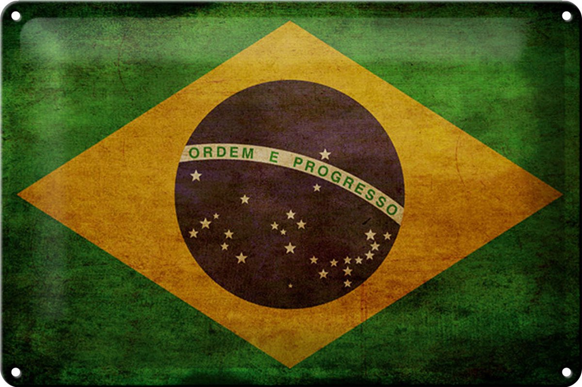 Blechschild Flagge 30x20cm Brasilien Schild