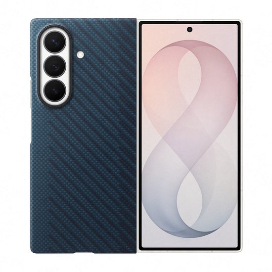 Samsung Galaxy Z Fold 8 Ultra Carbon Back Cover met Magneet Blauw