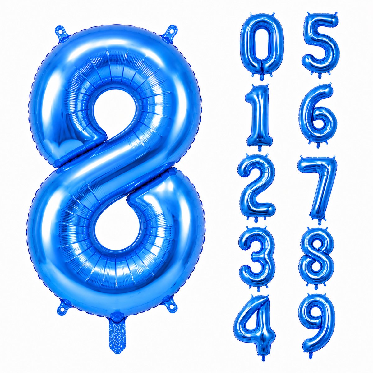 Fienosa Blauw Metallic Cijfer 8 Ballon 101 CM - Nummer 8 - Cijferballon - XL Groot - Helium Ballon - Verjaardag Ballon - Feestversiering - Verjaardag - Leeftijd - Getal