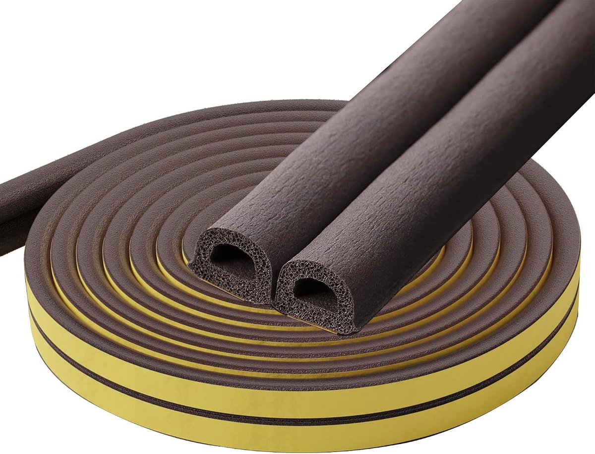 Raamafdichting 10M - Bruin 9mm(L) x 6mm(H) D-Type - Zelfklevend - Tochtstopper voor ramen en deuren - ShopVlot