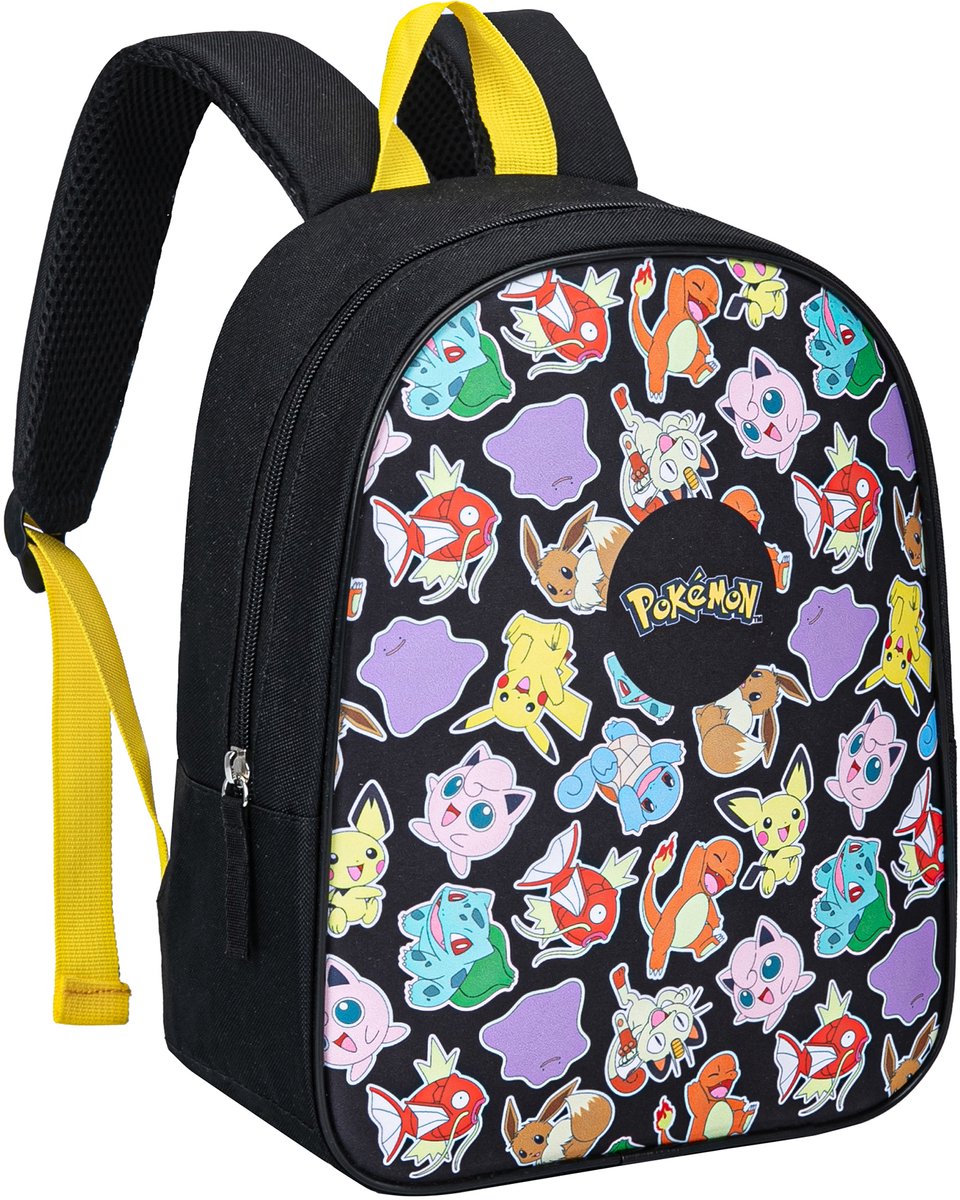 Pokémon Rugzak voor Jongens en Meisjes – Pikachu en Vrienden – Zwart - Hoogte 31cm