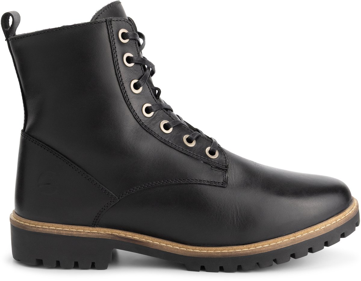 Travelin’ Rosendal Heren Veterboots met rits Wol gevoerd Zwart