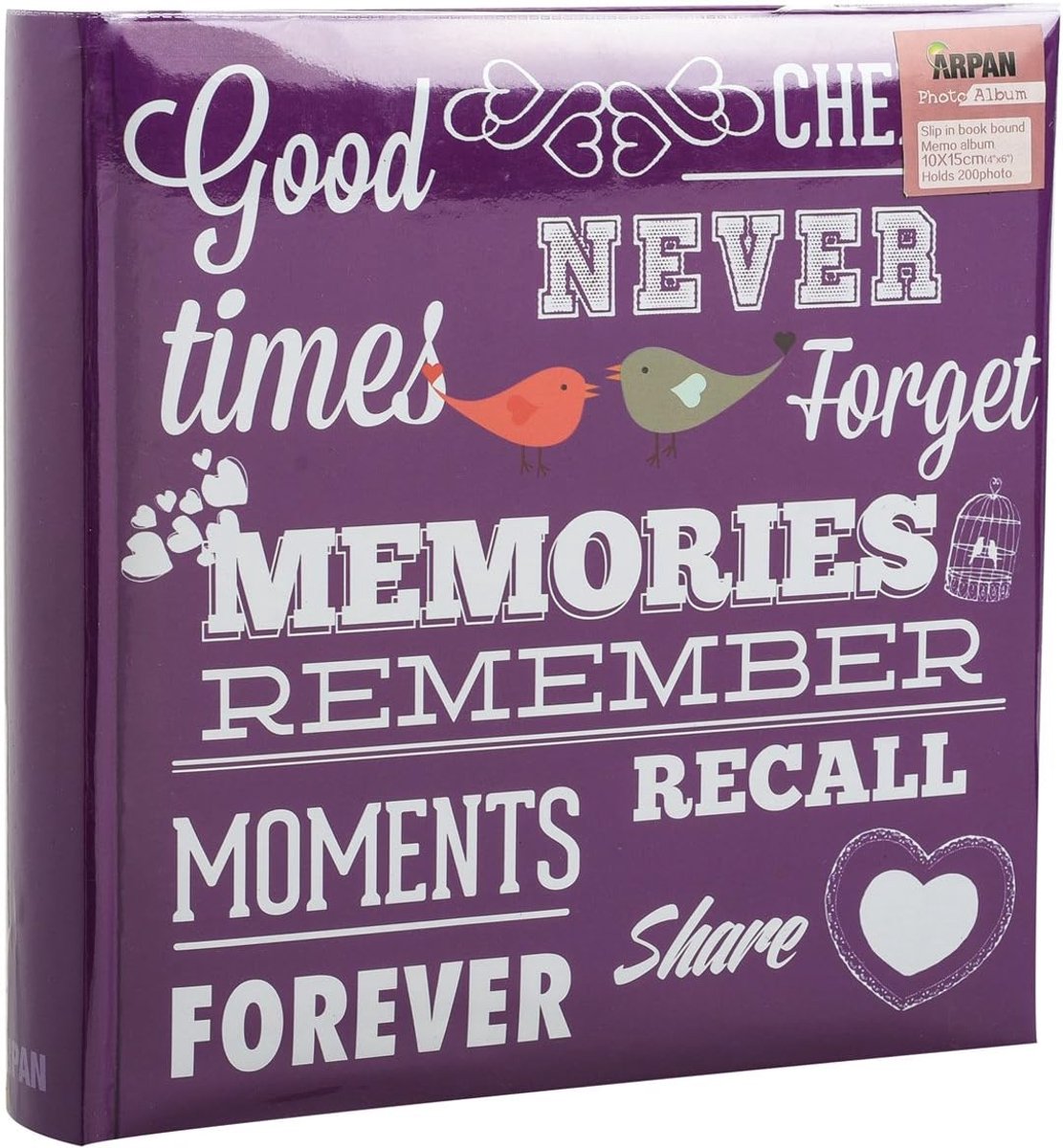 SnelShoppen - Paars Fotoalbum 10 x 15 cm Voor 200 Foto's - Herinneringen Vastleggen - Memo Schrijfruimte - CD/DVD Pagina - Perfect Voor Feesten, Reize