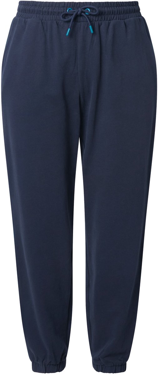 Ulla Popken - Dames - Joggingbroek paspel opzij elastische tailleband - Marine - Maat 58+