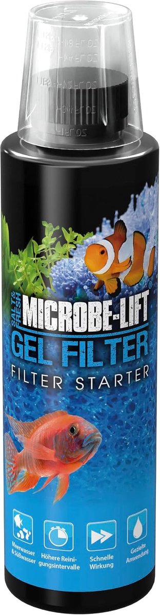 SnelShoppen - MICROBE-LIFT Gel Filter - Filterstarter met levende bacteriën, verbetert filterreiniging, voor zoet- en zoutwateraquaria