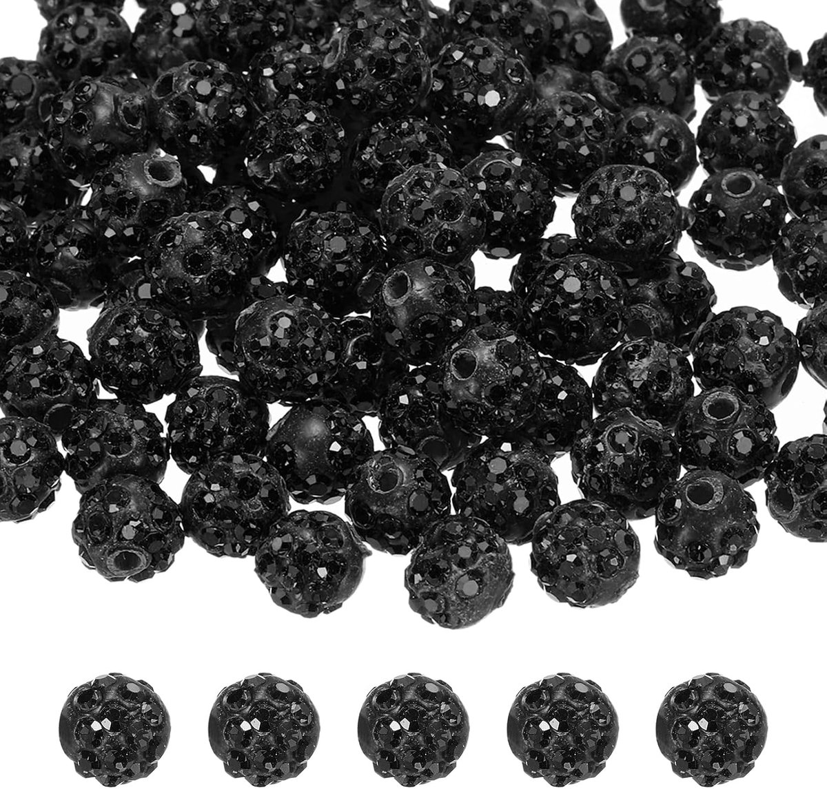 Kralen voor het maken van sieraden, kralen klei, diamant, glinsterende parels, disco bling voor halsketting, armband, Kerstmis, zwart