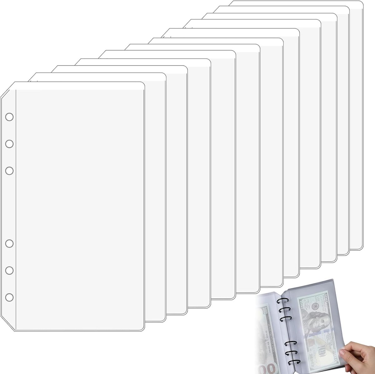 budget envelopen 6 stuks PVC transparant 6-gaats binderzakjes 18x10,5 cm waterdicht voor kasbeheer documenten kantoor en reizen