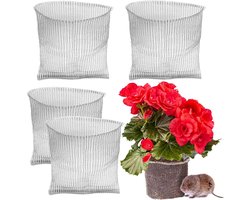 4 stuks plantenbeschermingsnet, shallyong veldmuizenmand, wortelbescherming voor planten, metalen gaaszakken, plantenwortelbeschermmand (35 x 35 cm)
