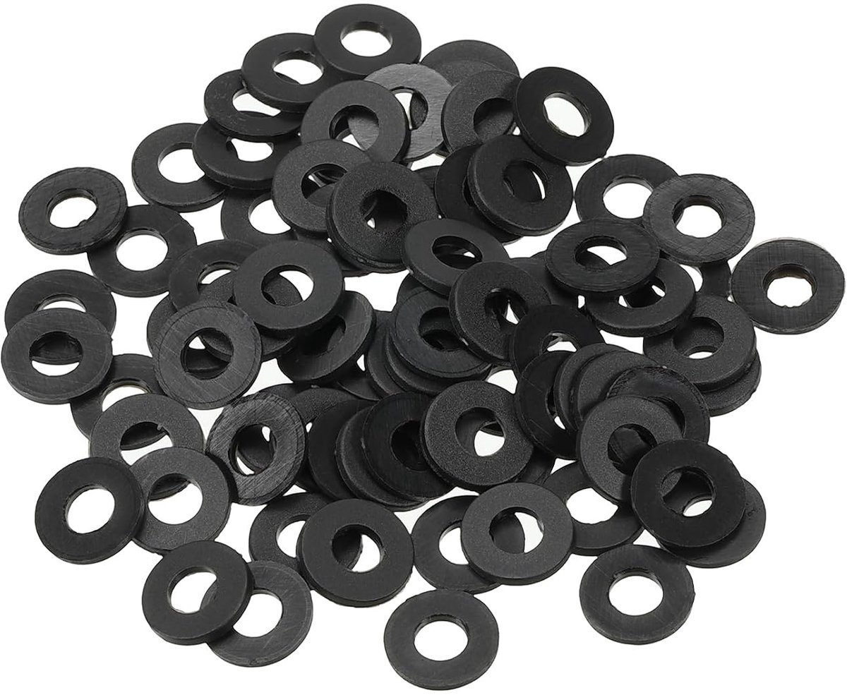 Platte sluitring, 150 stuks 4 mm ID 9 mm OD 1 mm dikke afdichtingsring voor kraan, waterslang, bevestiging, bout, zwart