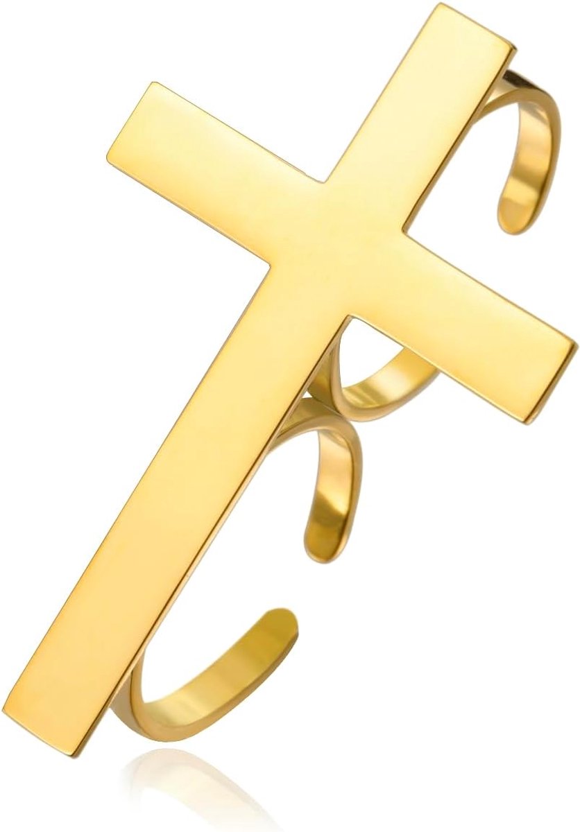 kruisring voor unisex twee vingers kruisringen roestvrij staal stapelbare band religieus katholiek christelijk geloof amulet sieraden voor de doop
