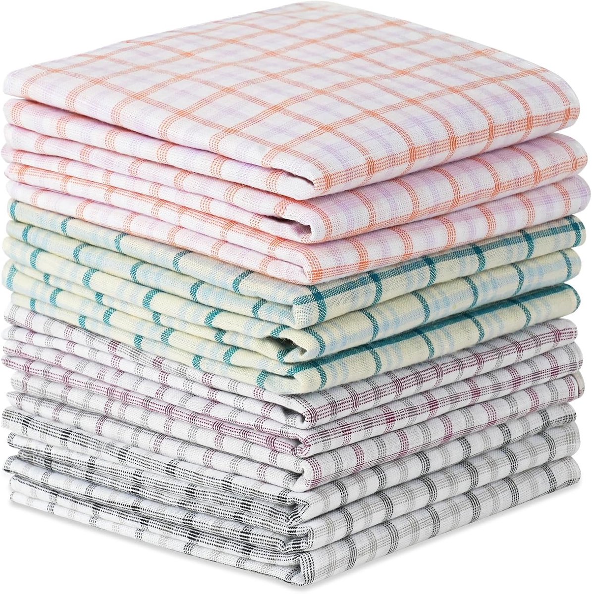 Zakdoeken set lichtblauw geruit 12 stuks zakdoeken voor heren - 40 cm x 40 cm katoenmix, pochetten voor bruidegoms, bal, feest, bruiloft en dagelijks gebruik