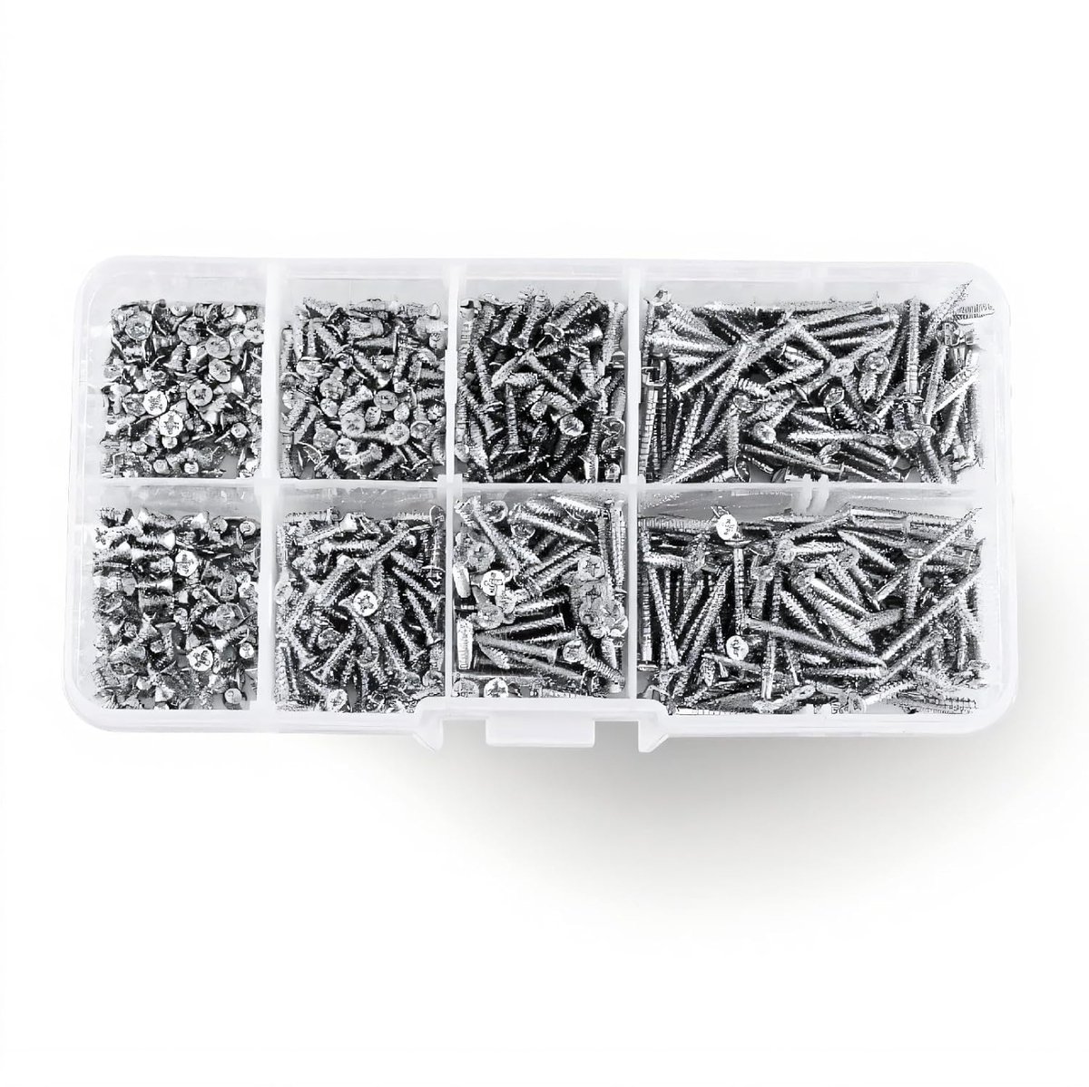 800 STKS Zelftappende Schroeven Set M2 Cross Drive Platte Kop voor Houten Meubels Reparatie - Assortiment Kit met Plastic Doos