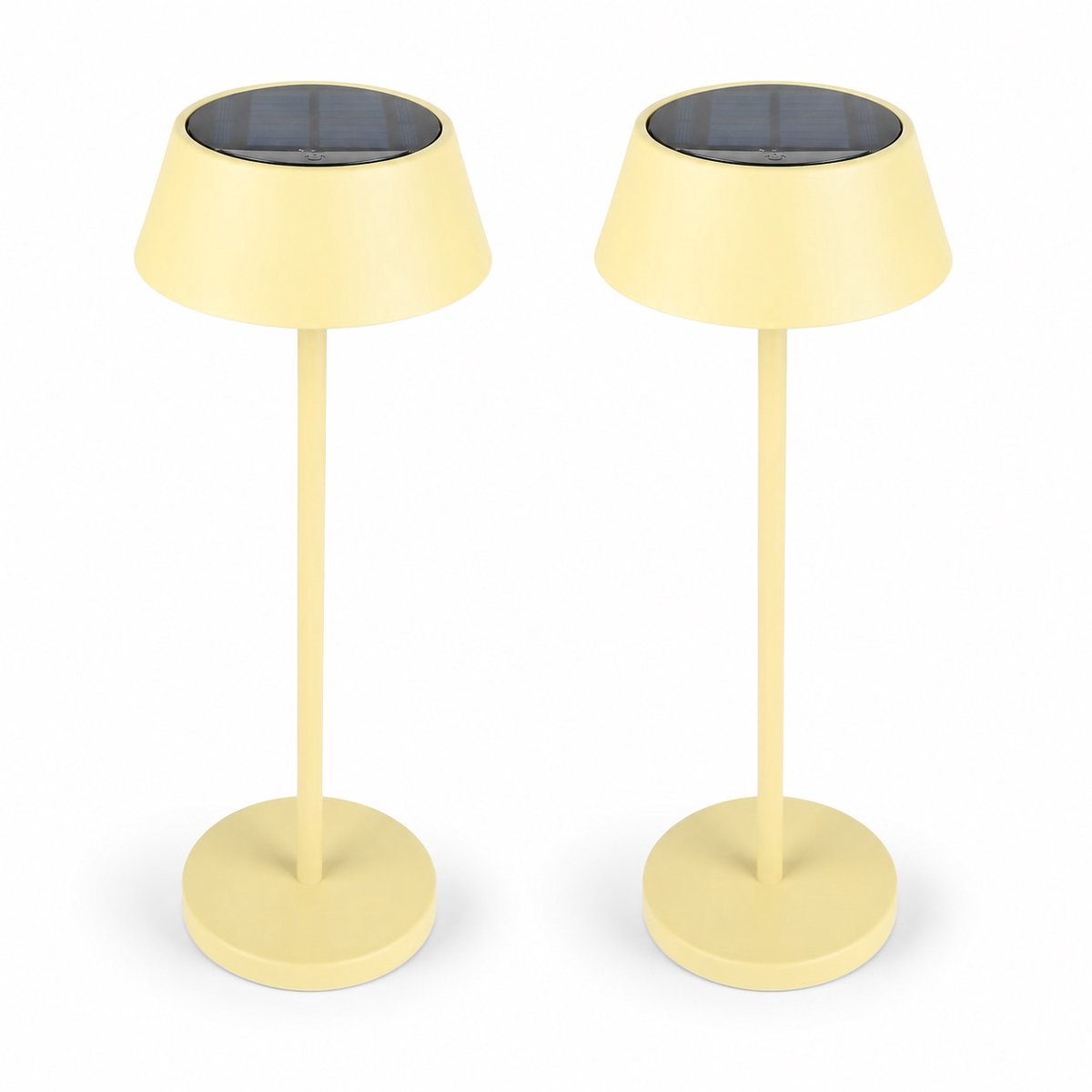 Solar Tafellamp Beige 2 Stuks - Draadloze Metalen Lampen - 3 Lichtstanden - 34,2 cm