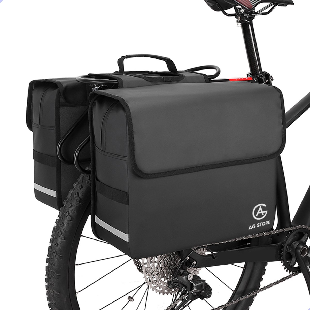 AG Fietstas -dubbele fietstas - fietstassen -50 Liter - electrische fietsen - Zwart - dubbel - waterdicht -volwassenen - elektrische fiets - Reflectoren - 100% polyester