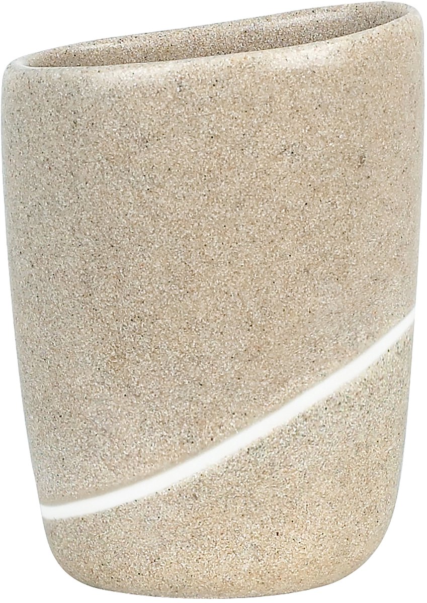 Spirella ETNA Tandenborstelhouder – Tumbler Badkamer Beker – Borstelhouder voor Tandenborstel en Tandpasta – Kleur Zand – 9,5 x 7 x 12,5 cm
