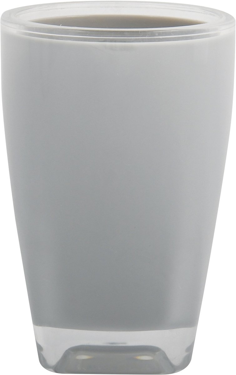 MSV Tahiti Badkamer Beker – Tandenborstelhouder van Acryl – Borstelhouder voor Tandenborstel en Tandpasta – Grijs – 7,5 x 11,5 cm