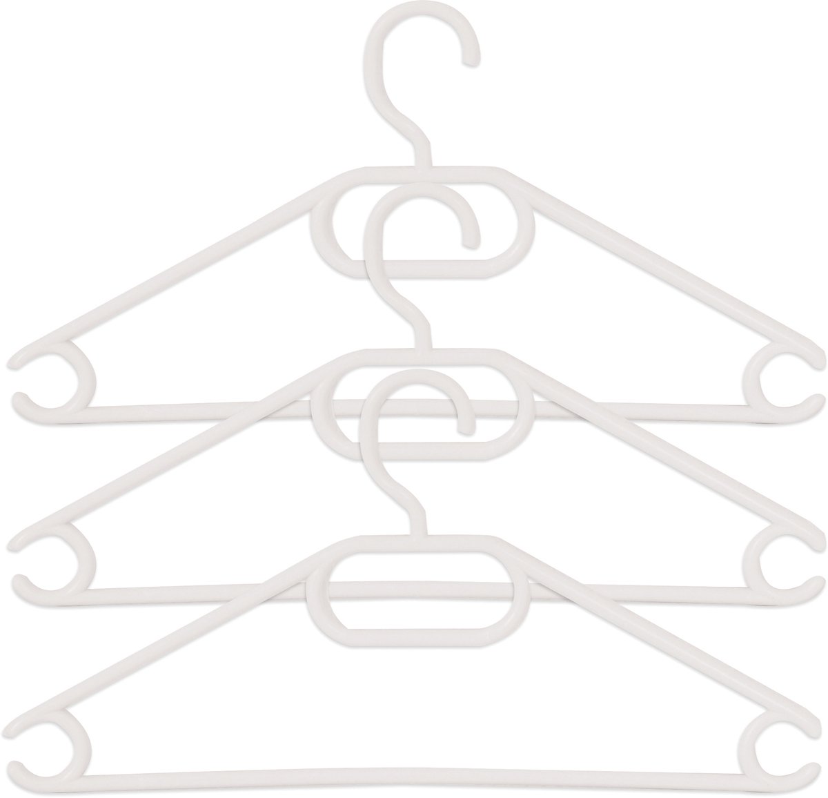 MSV Kledinghangers Wit – Set van 3 Plastic Hangers – Lichtgewicht en Praktisch voor Garderobe en Kledingkast