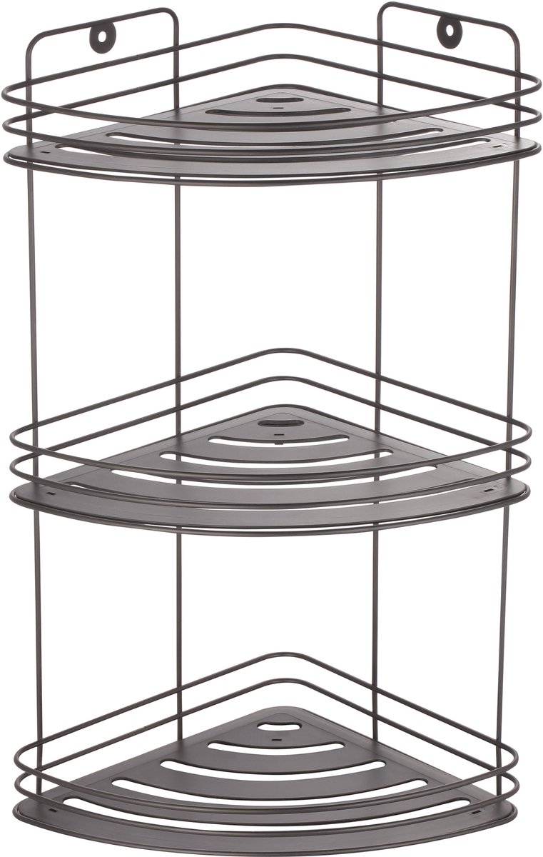 MSV Kery Hoekplanchet Badkamer - Stalen Badkamer Hoekplank Mat Zwart - Badkamerplanchet Hoekplank Opbergrek 20 x 20 x 41 cm