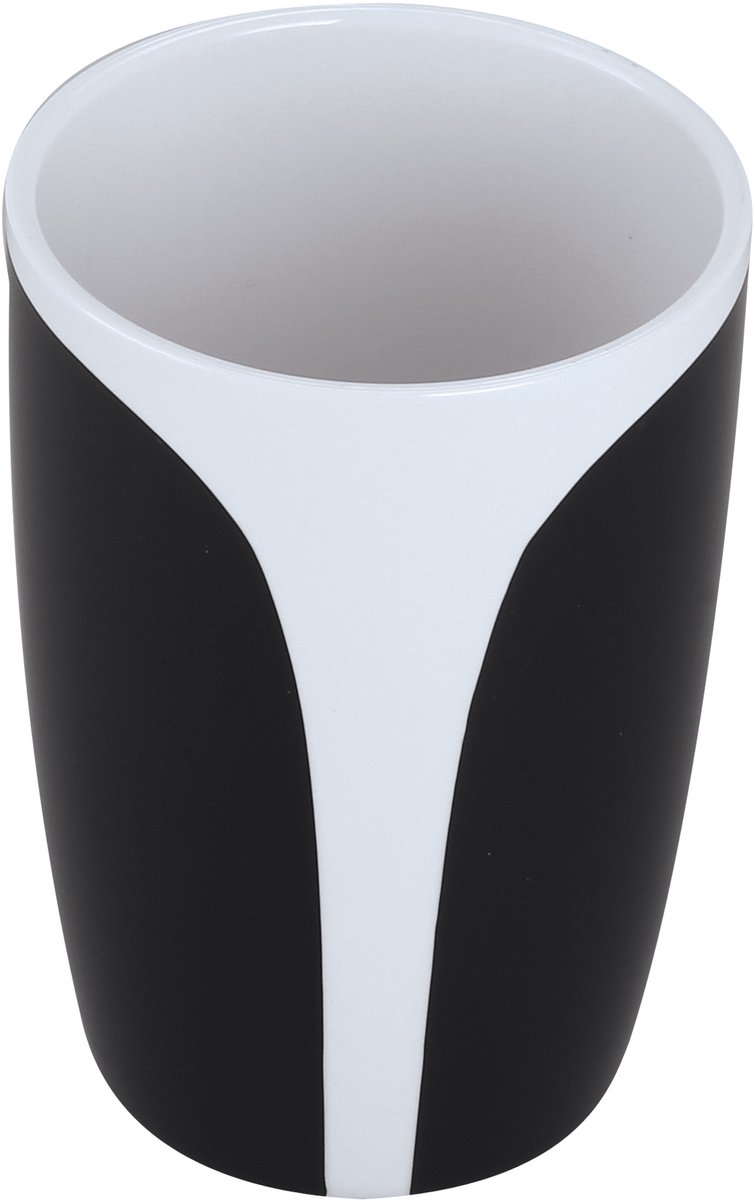 MSV Tandenborstelhouder KANDY – Tumbler Badkamer Beker voor Tandenborstel en Tandpasta – Badkamer Accessoires – Zwart – 8x11 cm